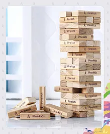 Pine Kids  54 Blocks Wooden Stacking & Tumbling Tower - 54 Pieces