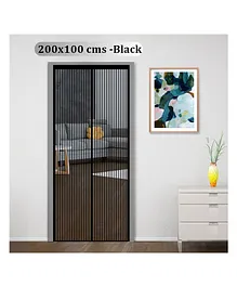 Classic Mosquito Net Curtain Patio Door Mesh with Full Frame Hook And Loop - Black