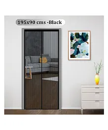 Classic Mosquito Net Magnetic Screen Polyester Door Mesh with Full Frame Hook & Loop - Black