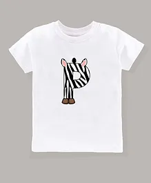 KAVEE Half Sleeves Letter P Printed Bio Wash Cotton Tee - White
