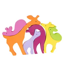 CRIA Wooden Giraffe Family Pack of 6 - Multicolour 