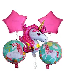 Toyshine Big Size Magical Unicorn Balloon Bouquet Multicolour - 5 pieces 