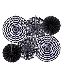 Toyshine Paper Fan Party Wall Decorations Black - Pack of 6