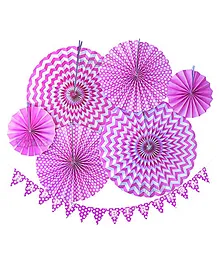 Toyshine Paper Fan Party Wall Decorations Pink - Pack of 6