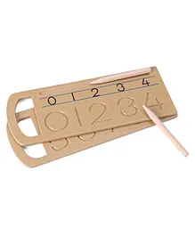 HILIFE Wooden Number Tracing Board With Dummy Pencil Pack of 4 - Brown