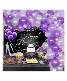 Khurana Decorative Balloon Purple & Silver - Pack of 50 
