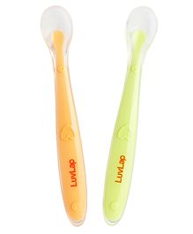 Luvlap Ultra Soft Tip Baby Self Feeding Spoon - Green Pink