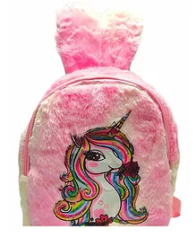 Tera13 Kid's LED Light Fabric Unicorn Themed Plush Shoulder School Bag Multicolour - 12 inches