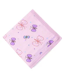 My Milestones Muslin Blanket 2 Layered (Size 47x47 Inches) Butterfly Print - Pink