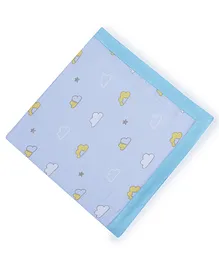My Milestones Muslin Blanket 2 Layered (Size 47x47 Inches) Clouds Print - Blue
