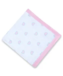 My Milestones Muslin Blanket 3 Layered (Size 47x47 Inches) Ice Cream & Hearts Print - Aqua & White