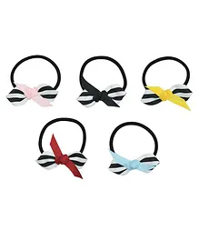 Funkrafts Pack Of 5 Striped Bow Rubber Bands - Multi Colour