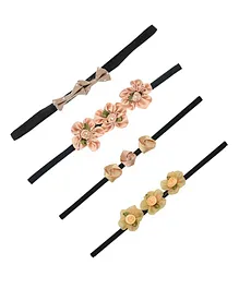 Funkrafts Flower Detailing Headbands Pack of 4 - Beige Black