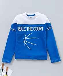 Under Fourteen Only Full Sleeves Rule The Court Print Tee - Blue