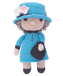 HAPPY THREADS Handmade Crochet Amigurumi Queen Elizabeth Doll Toy Multicolour - Height 15.24 cm