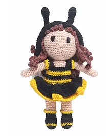 HAPPY THREADS Handmade Crochet Amigurumi Bumbelbee Doll Toy Multicolour - Height 13.97 cm
