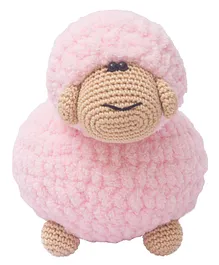 HAPPY THREADS Handmade Crochet Amigurumi Sheep Toy Pink - Height 15.24 cm