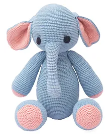 Happy Threads Loving Elephant Crochet Soft Toy Blue - Height 35.56 cm