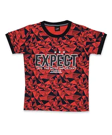 LEO Half Sleeves Expect Print Tee - Red
