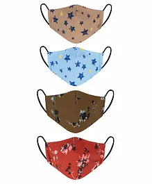 VEA 5 Layered Filtration Cotton Reusable Face Masks Multicolor - Pack Of 4
