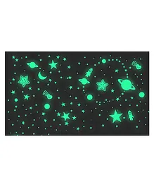 FunBlast Glow in The Dark Fluorescent Space Galaxy Wall Ceiling Stickers 12 Pieces (Design May Vary)