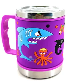 FunBlast Cartoon Stainless Steel Milk Mug With Lid Multicolour - 350 ml