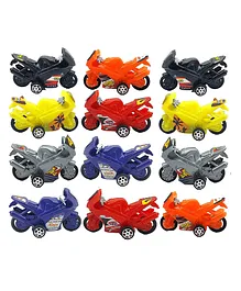 FunBlast Mini Motor Friction Power Bike Toys Pack of 12 Pieces - Multicolour