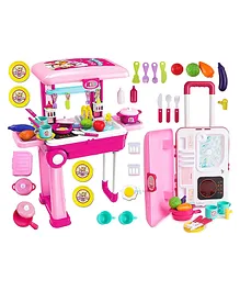 FunBlast 2 in 1 Little Chef Trolley Kitchen Playset with Music & Light - Multicolour
