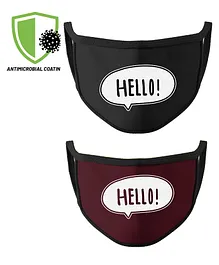 COCOON ORGANICS Pack of 2 Hello Print Masks  - Wine Black
