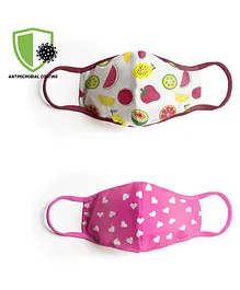 COCOON ORGANICS Pack of 2 Heart & Fruit Printed Mask - Pink & White