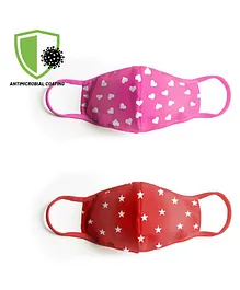 COCOON ORGANICS Pack of 2 Printed  Masks - Pink Red
