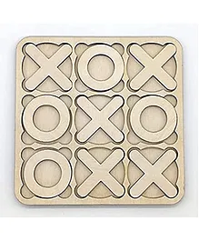 Fiddlys Wooden Tic Tac Toe Classic Board Game - Brown