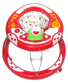 Baby Pa Guitar Round Activity Walker With Musical Toy Bar- Red