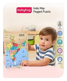 Babyhug India Map Wooden Pegged Puzzle - 25 Pieces