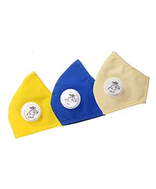 Advind Healthcare Smog Guard N95 Kids Mask With One Valve Extra Small Yellow Blue & Beige - Pack of 3 