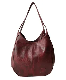 MOMIYS PU Leather Hobo Handbag - Maroon