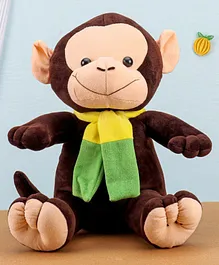 Play Toons Monkey With Muffler Soft Toy Brown - Height 33.5 cm