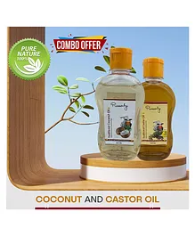PureOnly Traditional Extracted Coconut Oil And Castor Oil - 250 ml each