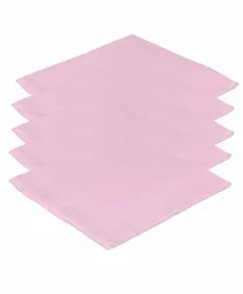 Lula Muslin Cotton Sqaure Wash Cloth Pack Of 5 - Pink