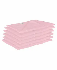 Lula Muslin Cotton Sqaure Wash Cloth Pack Of 6 - Pink