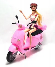 Sanjary Free Wheel Fashion Motorcycle Beauty Doll - Pink