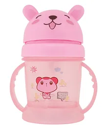TINY TYCOONZ Cute Mickey Sipper cup with Straw and Handle Pink - 300 ml