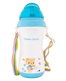 TINY TYCOONZ Polypropylene Sipper Cup with Detachable Straps & Straw Lid Cup Blue - 350 ml