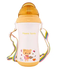 TINY TYCOONZ Polypropylene Sipper Cup with Detachable Straps & Straw Lid Cup Yellow - 350 ml