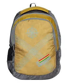 DE VAGABOND Gold Backpack With Adjustable Straps Golden - 16 Inches