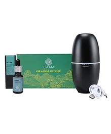 EKAM Portable Aroma Diffuser Set with Manly Series Ocean Fragrance Oil - Black