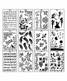 Asian Hobby Crafts A4 Stencils Pack of 12 - (Design May Vary) 