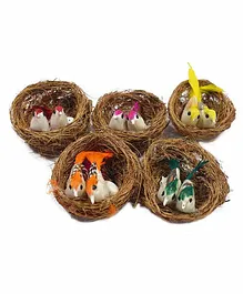 Asian Hobby Crafts Artificial Mini Birds Nest Pack of 5 - Multicolor