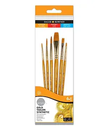 Daler Rowney Simply Short Handle Taklon Acrylic Brushes Golden -  Pack of 6