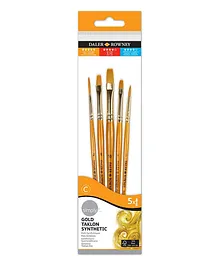 Daler Rowney Simply Short Handle Gold Taklon Acrylic Brushes Golden - Pack of 5 